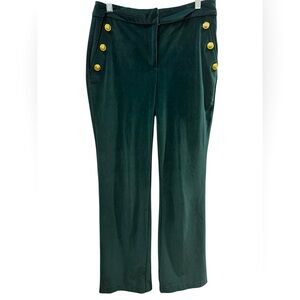 Maison d'Émilie velvet Green Pants with Gold Buttons